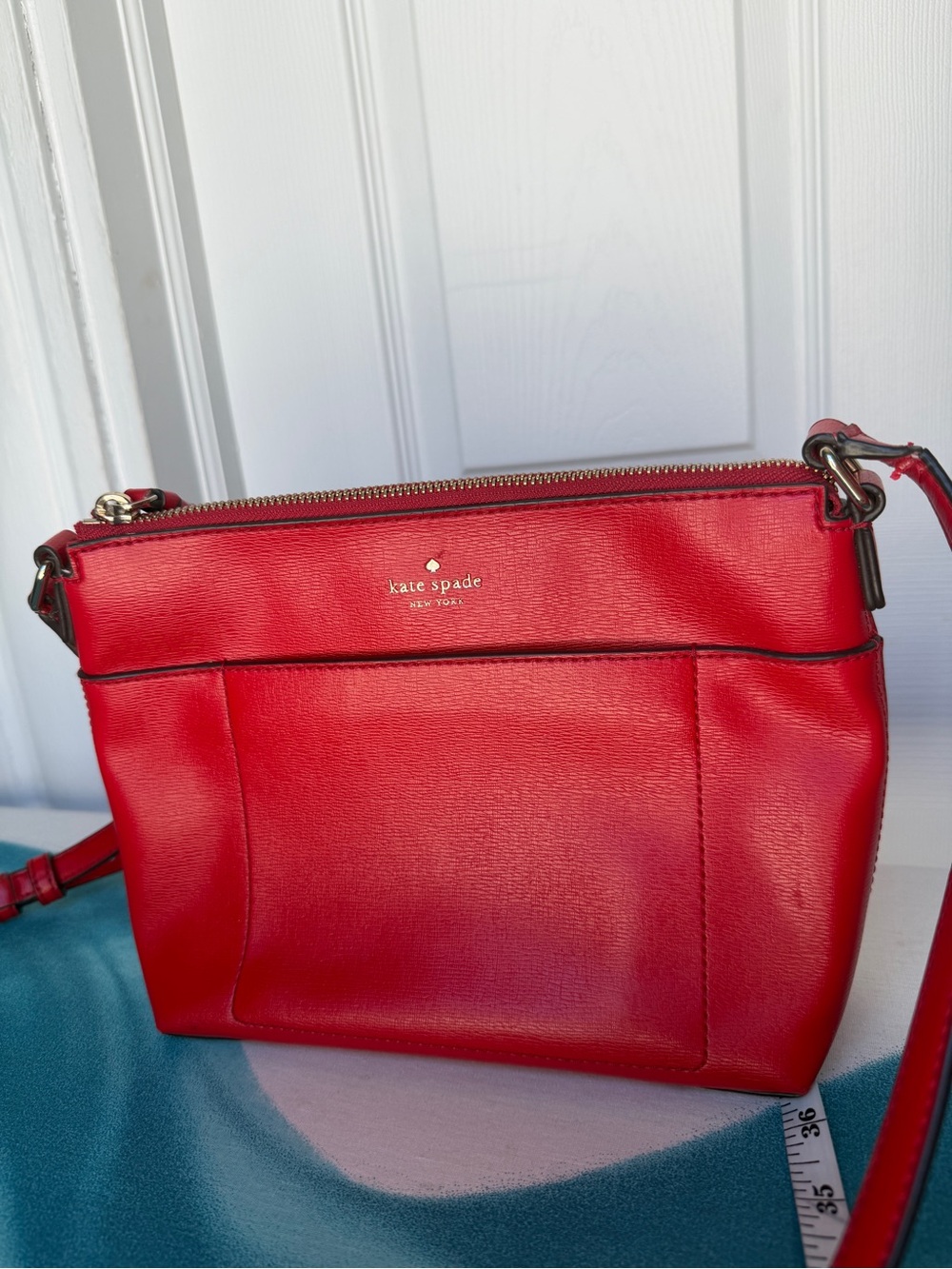 kate spade Red Leather Crossbody with Gold Hardware